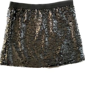French Connection Matte Black Sequin Mini Skirt 16